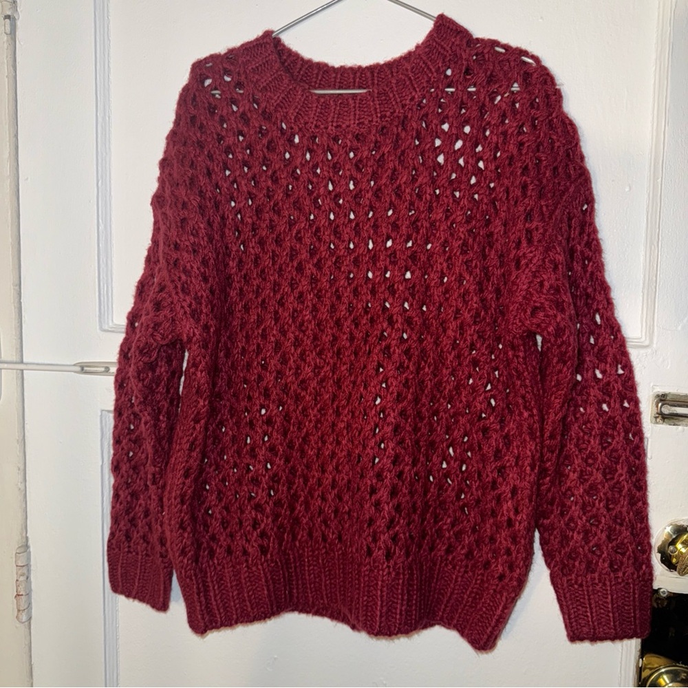 Womens Wiseknit Sweater Burgundy No Size Could Fit A Medium Or Small Oversized